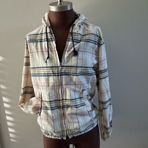 Vintage Plaid Hooded Light Weight Jacket